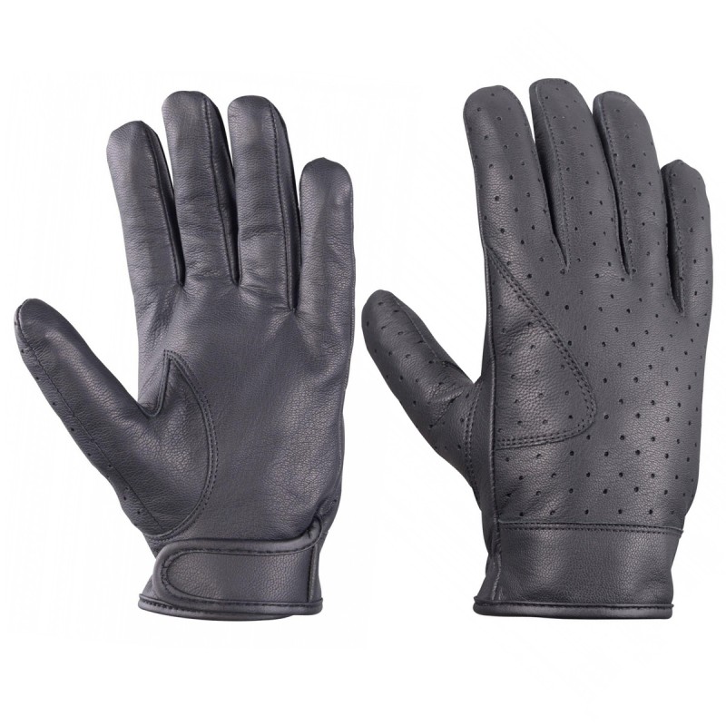 Perforated leather motorcycle gloves