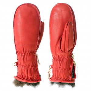 Womens leather ski mittens